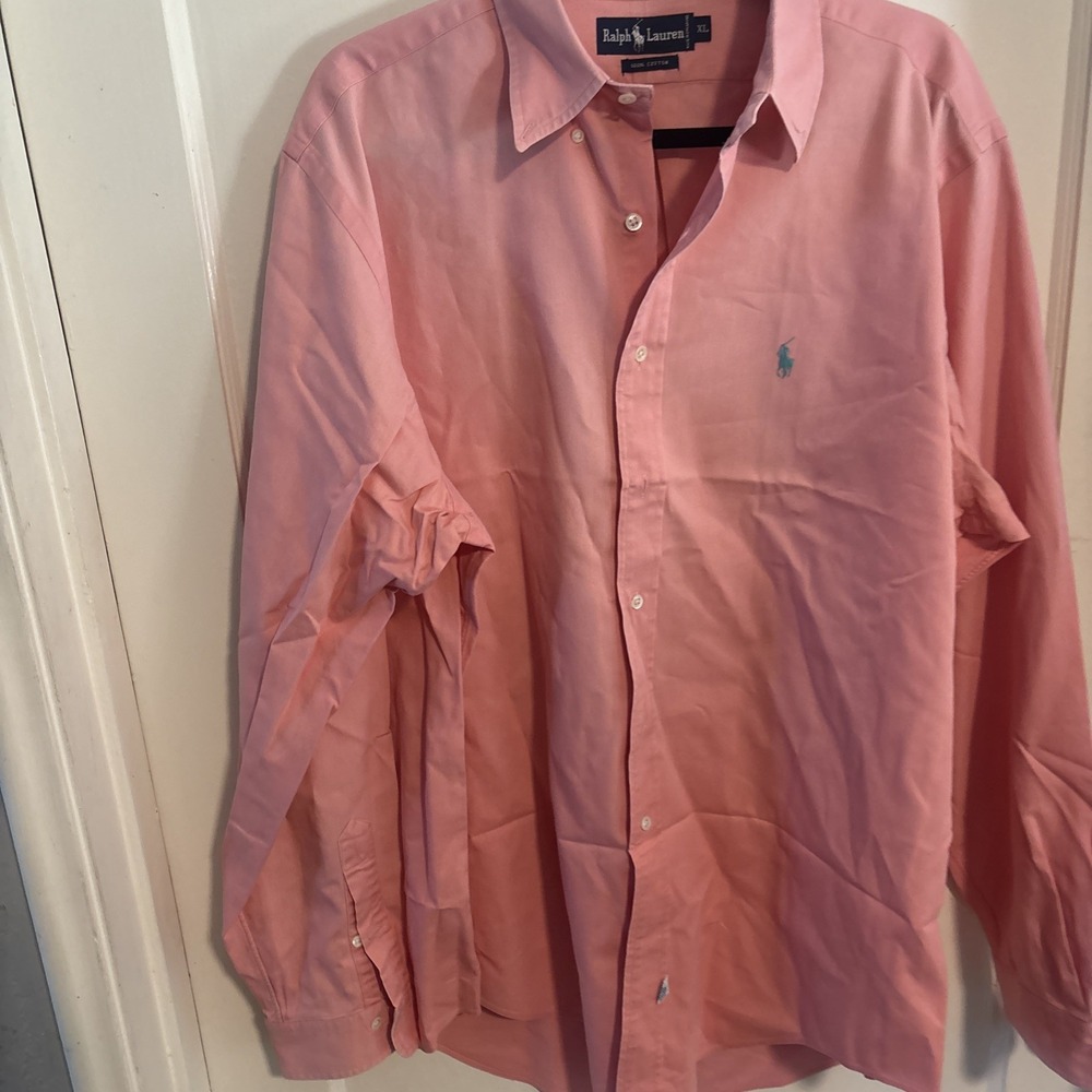 Polo Shirt Pink Long Sleeve Medium